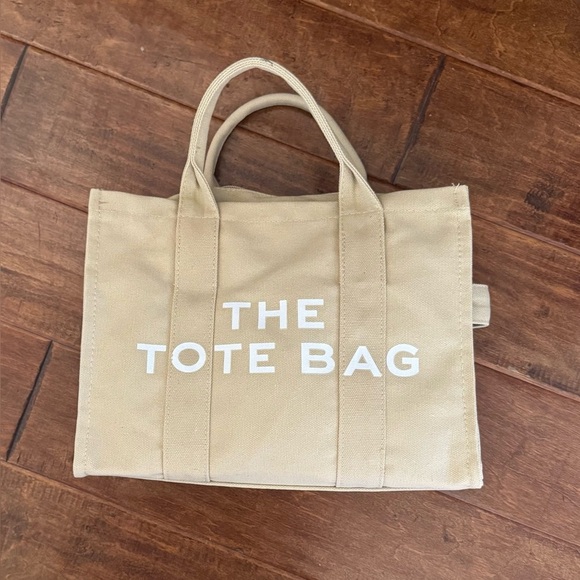 Fashionable Mini Canvas Crossbody Tote Zipper Bag, Beige - Picture 6 of 10